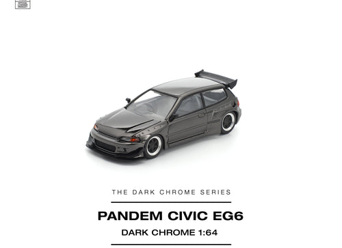 Load image into Gallery viewer, (Pre-order) POPRACE 1/64 PANDEM CIVIC EG6 DARK CHROME Diecast Model Car
