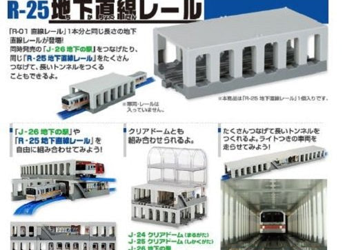 Load image into Gallery viewer, Takara Tomy Plarail Rail Train Accessory Parts R-25 Underground Straight Track
