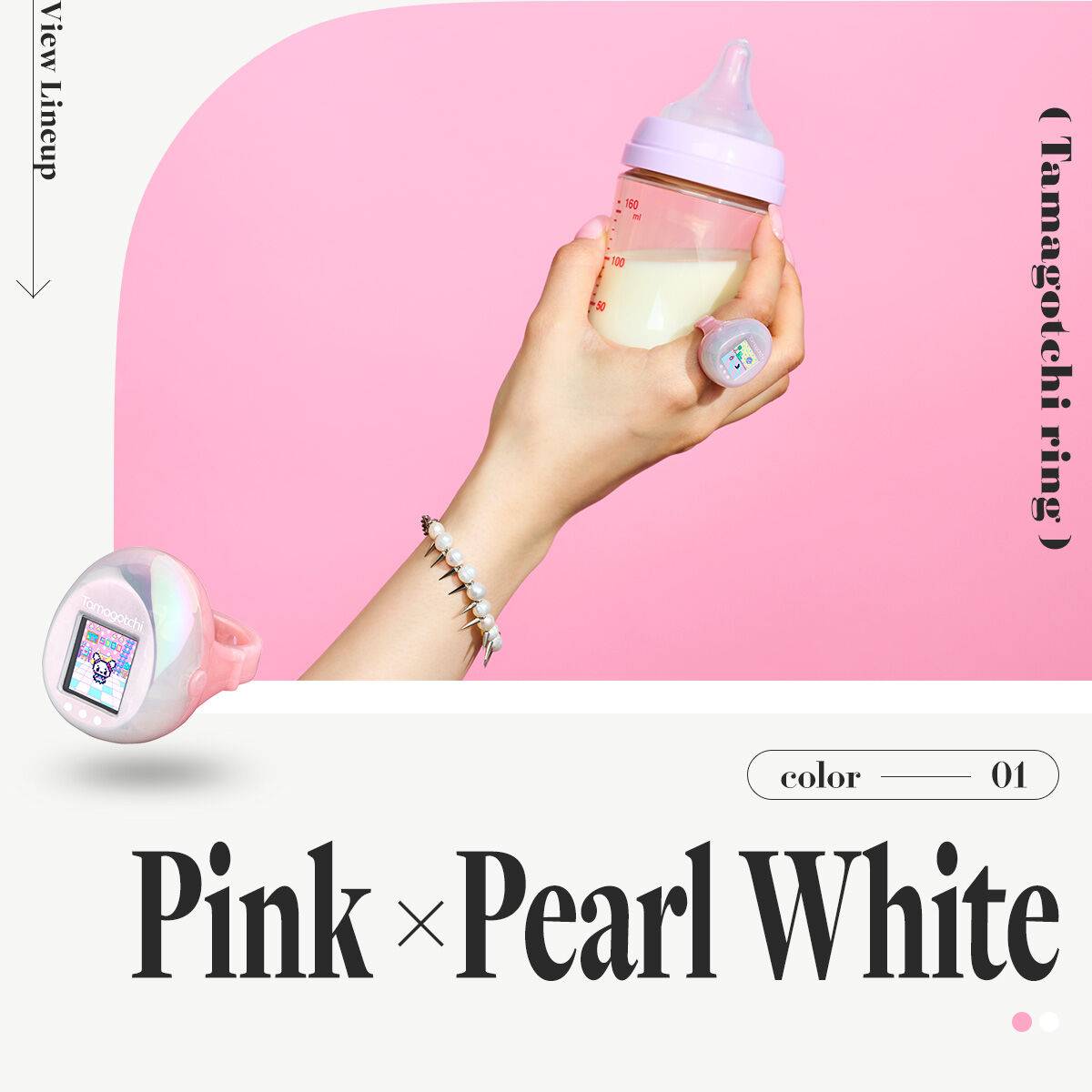 (Pre-order) Bandai - Tamagotchi Ring Pink & Pearl White Digital Pet Toy 