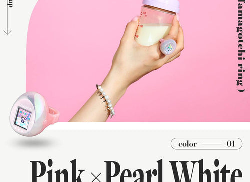 Load image into Gallery viewer, (Pre-order) Bandai - Tamagotchi Ring Pink &amp; Pearl White Digital Pet Toy 
