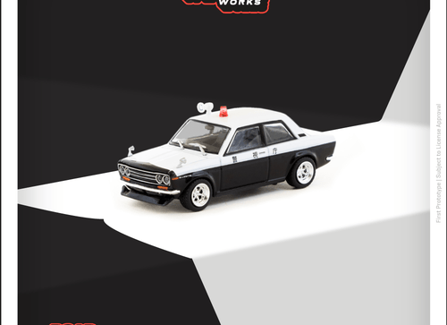 Load image into Gallery viewer, Tarmac Works 1/64 Datsun 510  Police Car Diecast Model Car
