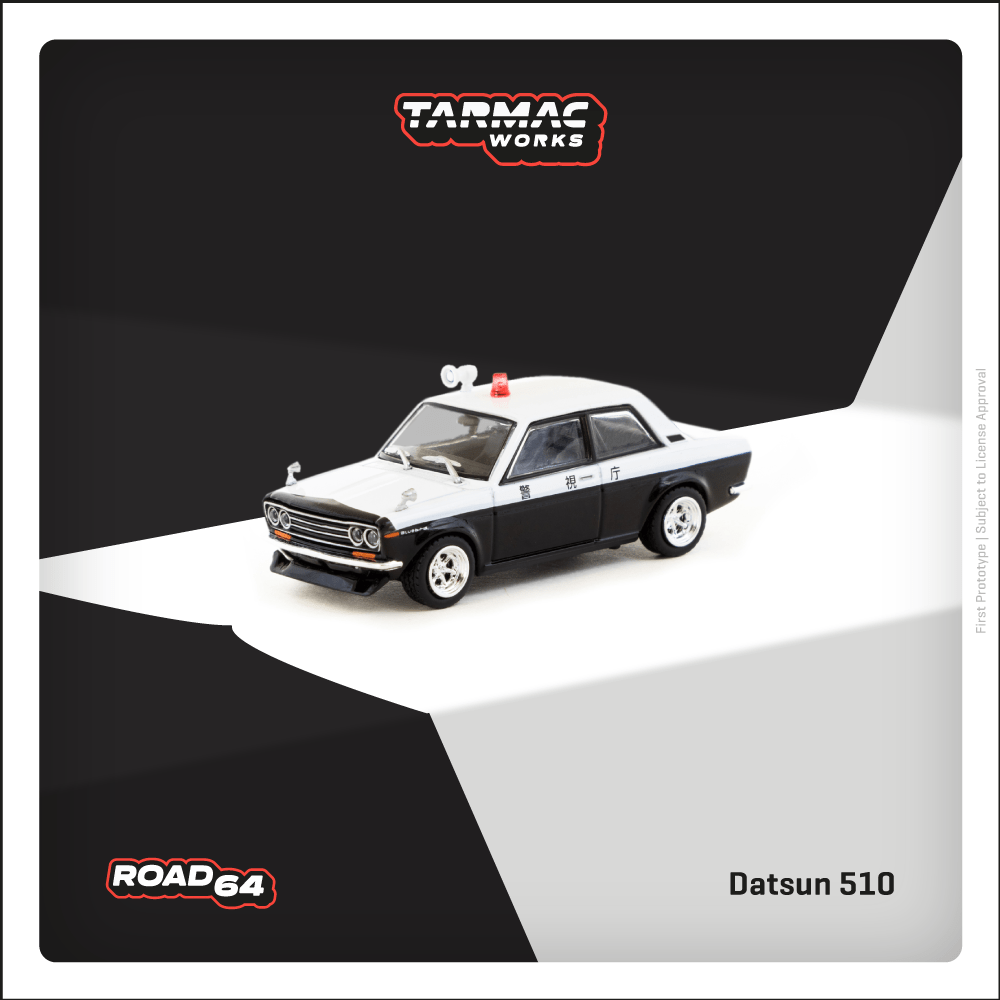 Tarmac Works 1/64 Datsun 510  Police Car Diecast Model Car