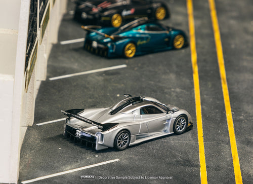 Load image into Gallery viewer, Tarmac Works 1/64 Pagani Huayra R Satin Silver Diecast Model Car
