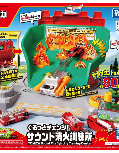 Load image into Gallery viewer, Takara Tomy Tomica Tomica World Sound Firefighting Training Center Playset
