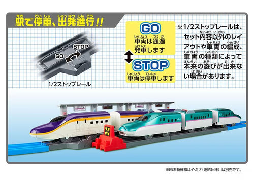 Load image into Gallery viewer, Takara Tomy Plarail Train Series E8 Tsubasa &amp; Tomica Arch Railroad Crossing Set
