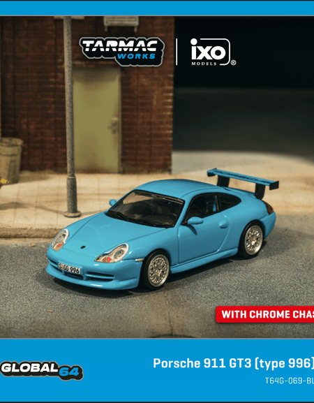 Tarmac Works 1:64 Porsche 911 GT3 (type 996) Light Blue Model Car