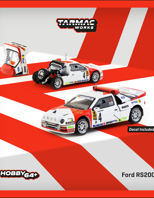 Load image into Gallery viewer, Tarmac Works 1/64 Ford RS200 Rallye Catalunya 1986 Diecast Model Car
