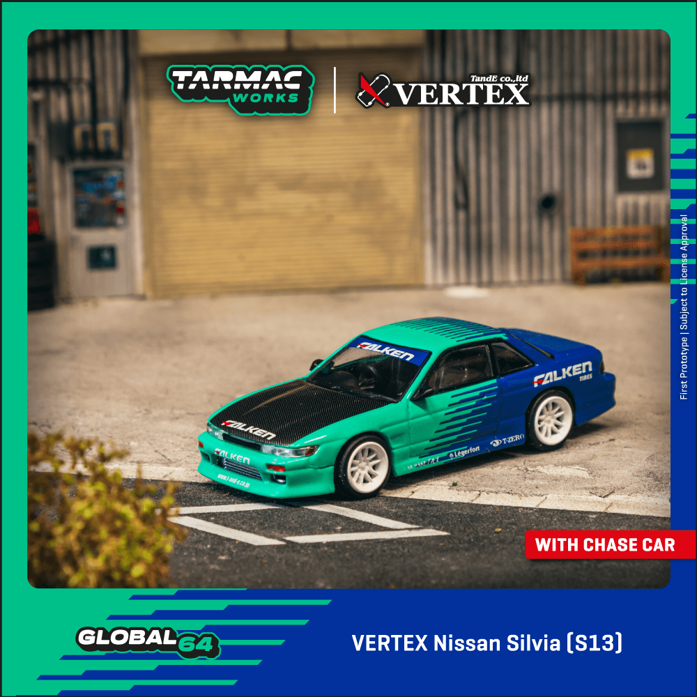 Tarmac Works 1/64 VERTEX Nissan Silvia (S13) Falken Model Car
