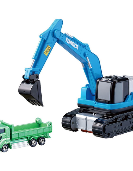 Takara Tomy Tomica World Tomica Vehicle Town Transforming Excavator w/Tomica Car