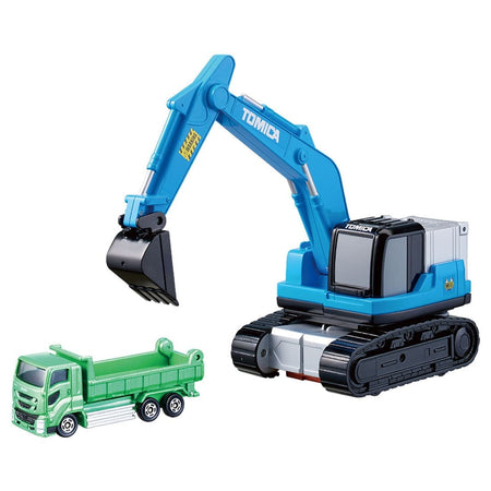 Takara Tomy Tomica World Tomica Vehicle Town Transforming Excavator w/Tomica Car
