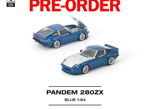 Load image into Gallery viewer, (Pre-order) POP RACE 1/64 PANDEM 280ZX BLUE Diecast Model Car #PR640315
