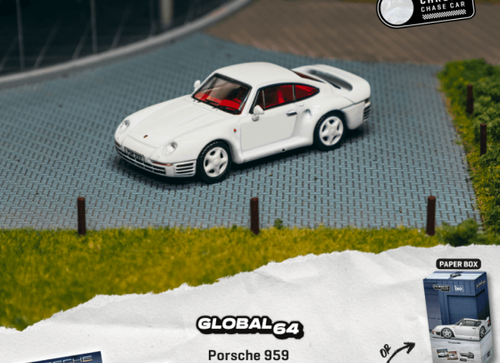 Load image into Gallery viewer, (Pre-order) Tarmac Works 1/64 Porsche 959 White Model Car + Trading Cards Set
