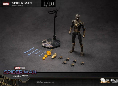 Load image into Gallery viewer, ZD Toys Marvel Avengers 1/10 Spiderman Black Gold Suit No Way Home Action Figure
