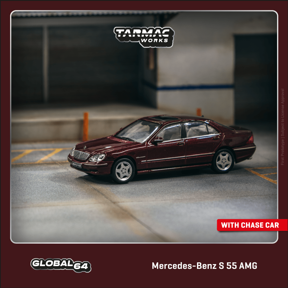 Tarmac Works 1/64 Mercedes-Benz S 55 AMG Bordeaux Red Metallic Model