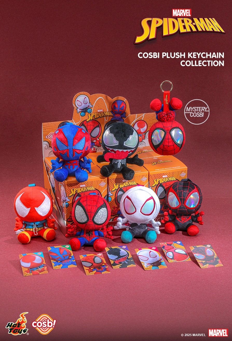 Hot Toys Spider-Man Marvel Comic Cosbi Plush Keychain Collection (Full set of 6)