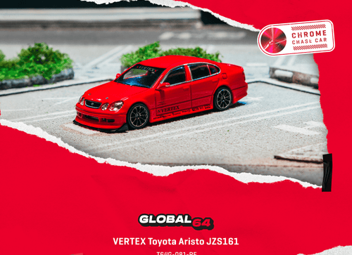 Load image into Gallery viewer, (Pre-order) Tarmac Works 1/64 VERTEX Toyota Aristo JZS161 Red Car+Card Combo Set
