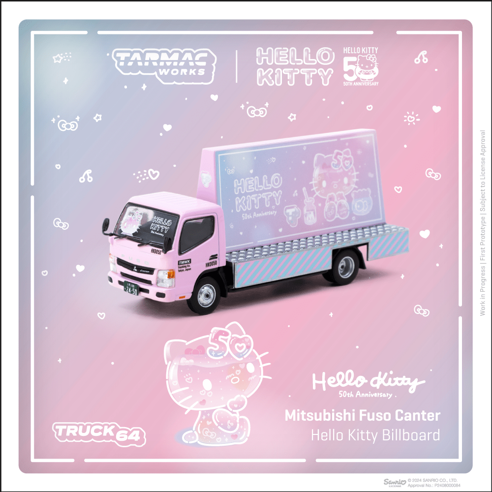 Tarmac Works 1/64 Mitsubishi Fuso Canter Hello Kitty Billboard Car