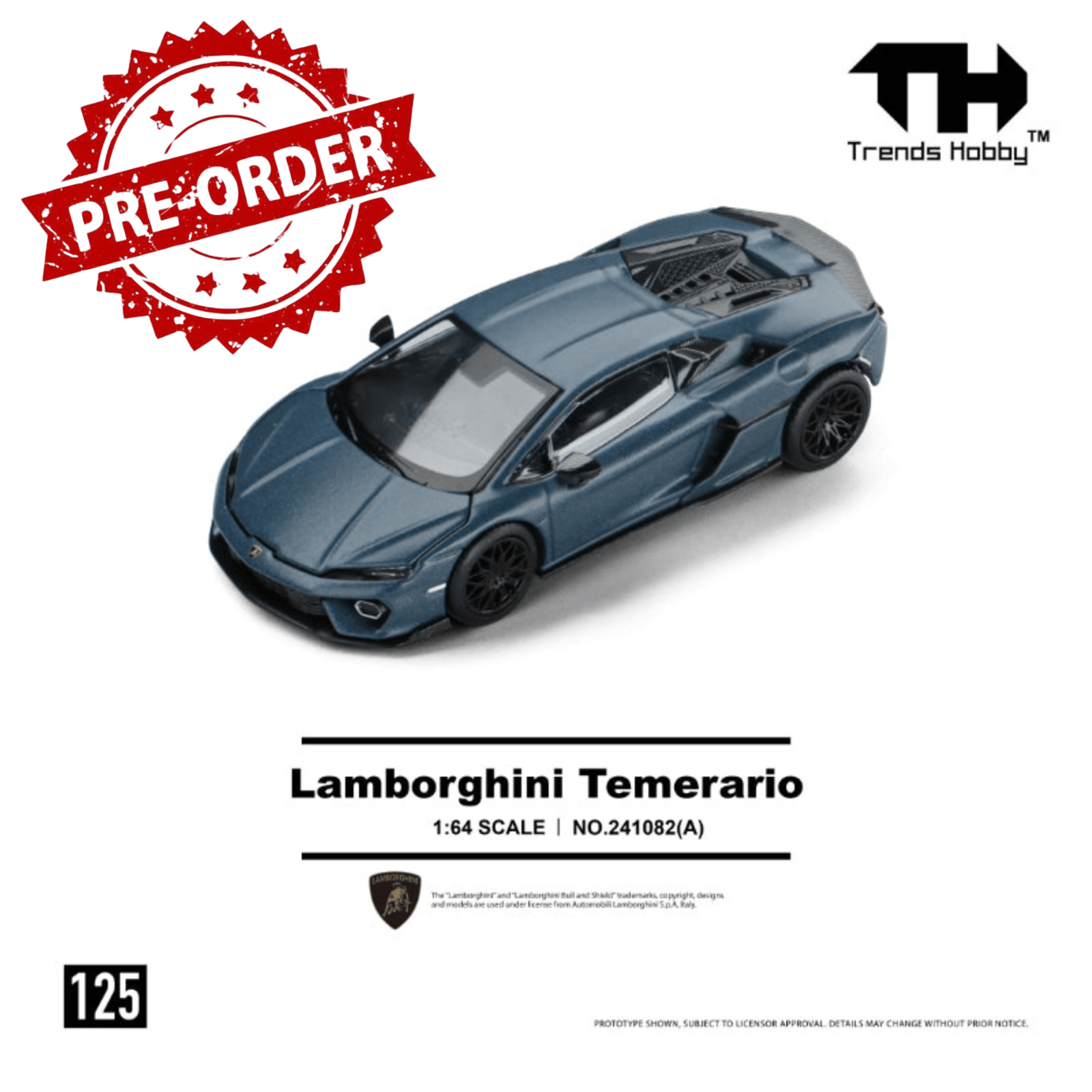 (Pre-order) Trends Hobby 1/64  Diecast Lamborghini Temerario- Matte Blue