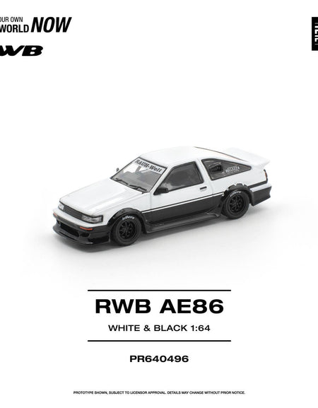 (Pre-order) POP RACE 1/64 RWB AE86 WHITE BLACK Diecast Model Car #PR640496
