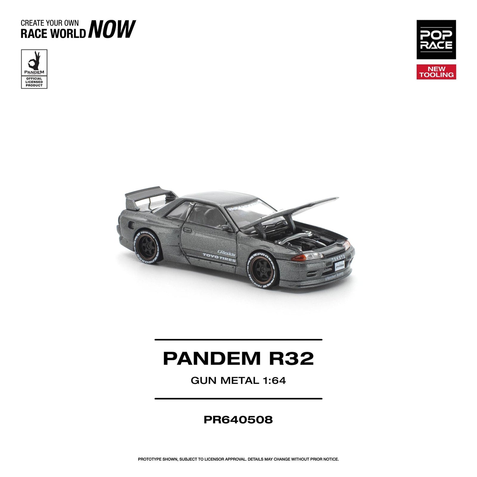 (Pre-order) POP RACE 1/64 PANDEM R32 GUN METAL Diecast Model Car #PR640508