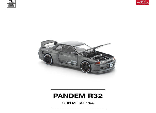 Load image into Gallery viewer, (Pre-order) POP RACE 1/64 PANDEM R32 GUN METAL Diecast Model Car #PR640508
