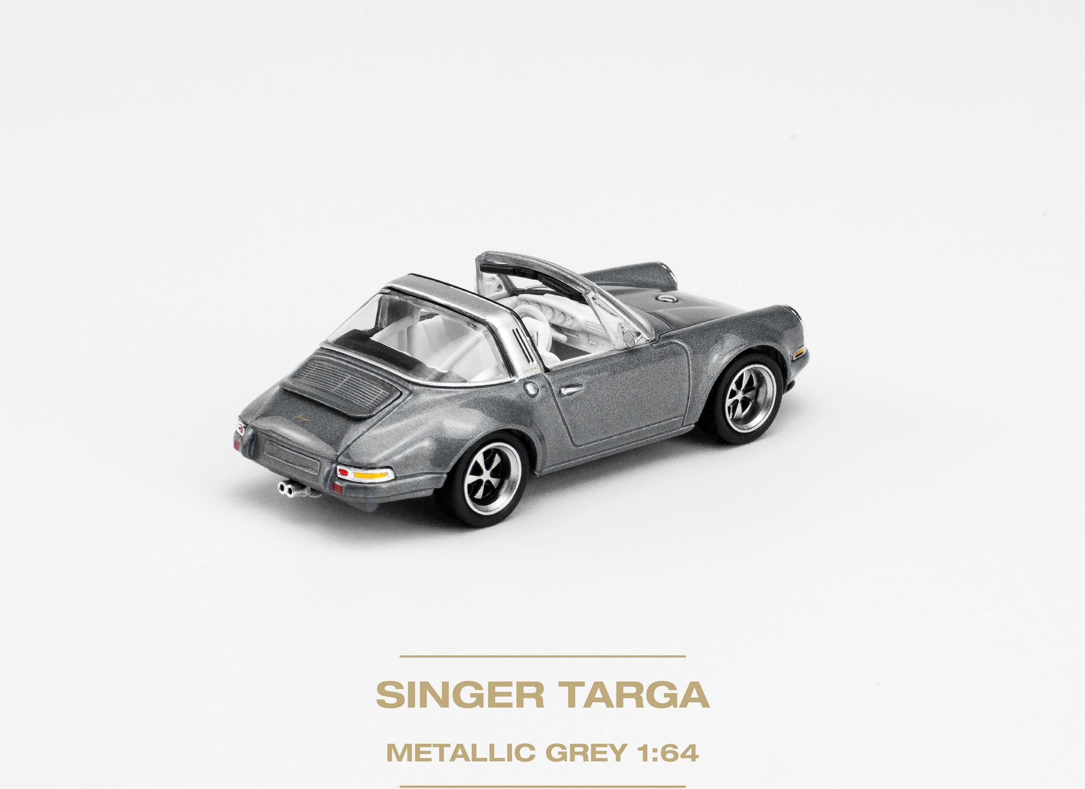 POPRACE 1/64 SINGER TARGA METALLIC GREY Diecaset Model Car