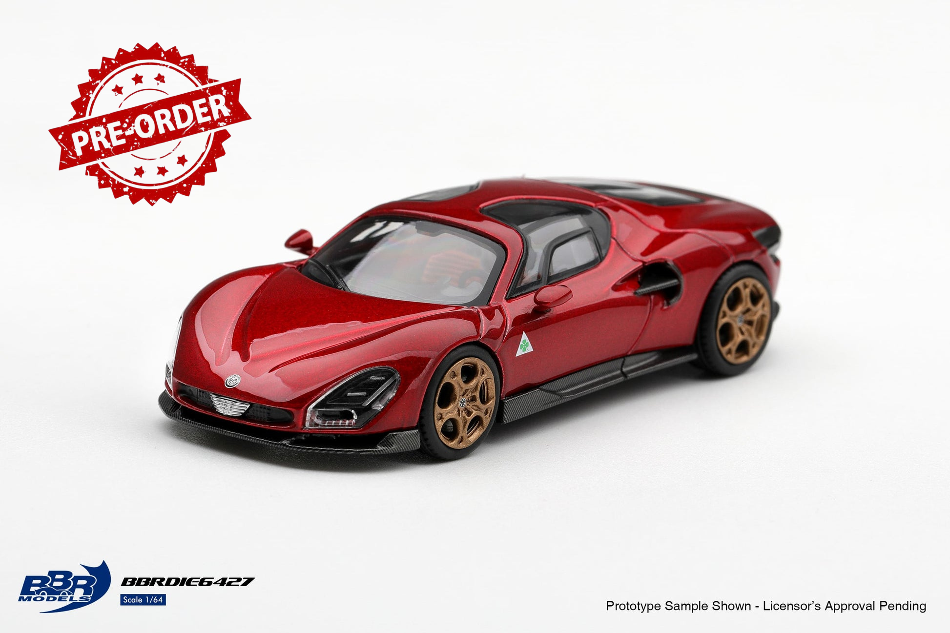 (Pre-order) BBR 1/64 Alfa Romeo 33 Stradale Rosso Villa d'Este Diecast Model Car