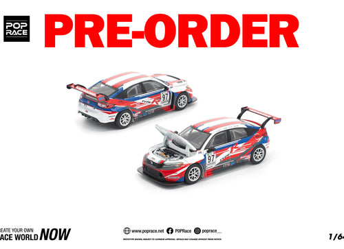 Load image into Gallery viewer, (Pre-order) POPRACE 1/64 HONDA CIVIC TYPE-R (FL5) TCR - M&amp;K RACING Model Car
