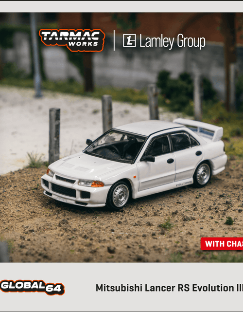 Load image into Gallery viewer, Tarmac Works 1/64 Mitsubishi Lancer RS Evolution III White Lamley Ed
