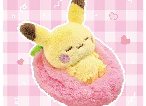 Load image into Gallery viewer, Takara Tomy PokePiece Sleeping Fruit Plush Toy Pikachu 15cm
