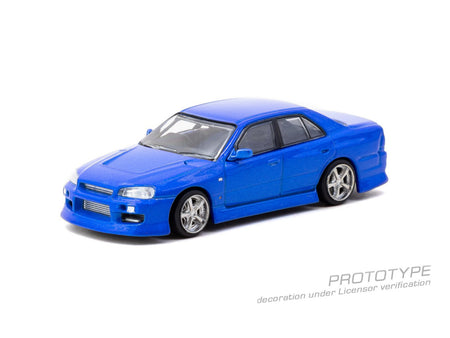 (Pre-order) Tarmac Works 1/64 URAS Skyline ER34 Blue Global64 Diecast Car