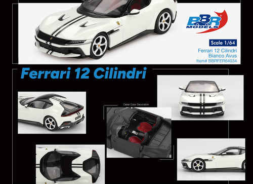 Load image into Gallery viewer, (Pre-order) BBR 1/64 Ferrari 12 Cilindri Bianco Avus Diecast Model BBRFER64034
