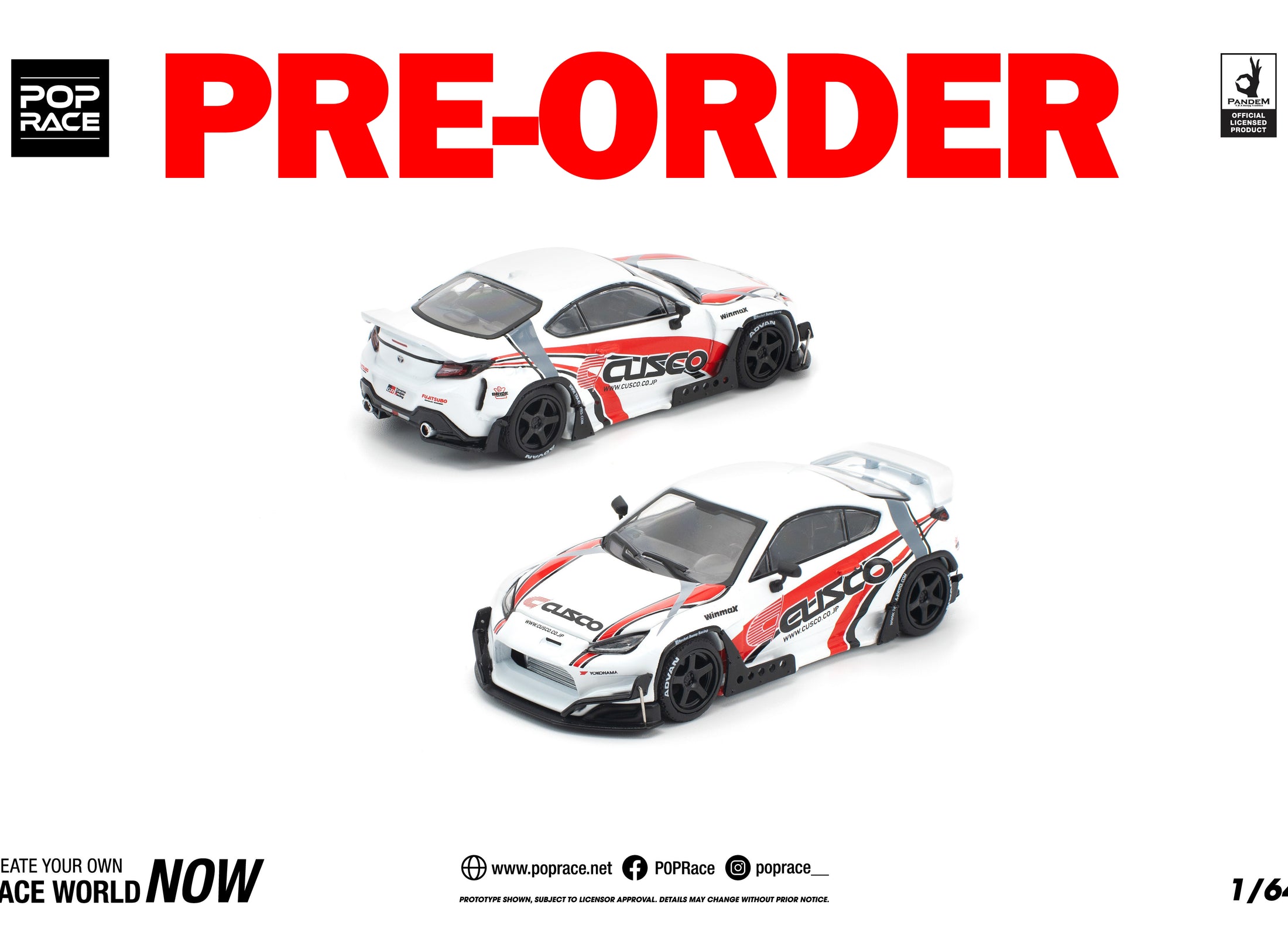 (Pre-order) POPRACE 1/64 PANDEM GR86 - CUSCO Diecast Model Car