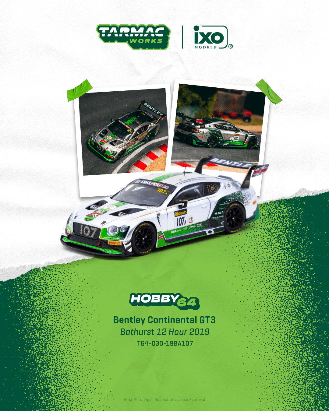 (Pre-order) Tarmac Works 1/64 Bentley Continental GT3 Bathurst 12 Hour 2019