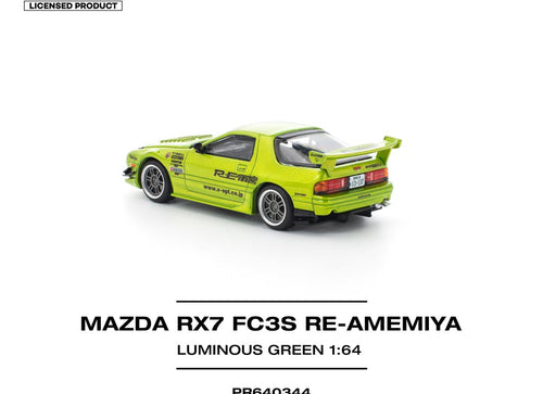 Load image into Gallery viewer, (Pre-order) POPRACE 1/64 MAZDA RX7 FC3S RE-AMEMIYA LUMINOUS GREEN Diecast Car
