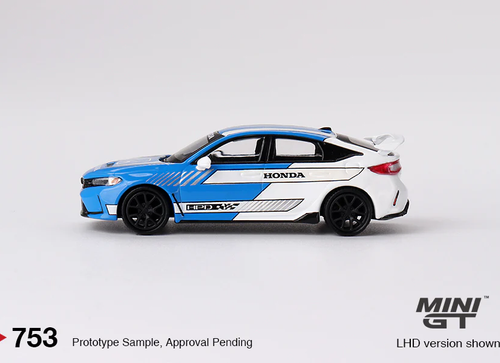 Load image into Gallery viewer, Mini GT #753 1/64 Honda Civic Type R #3 2023 Pace Car Blue Model Car
