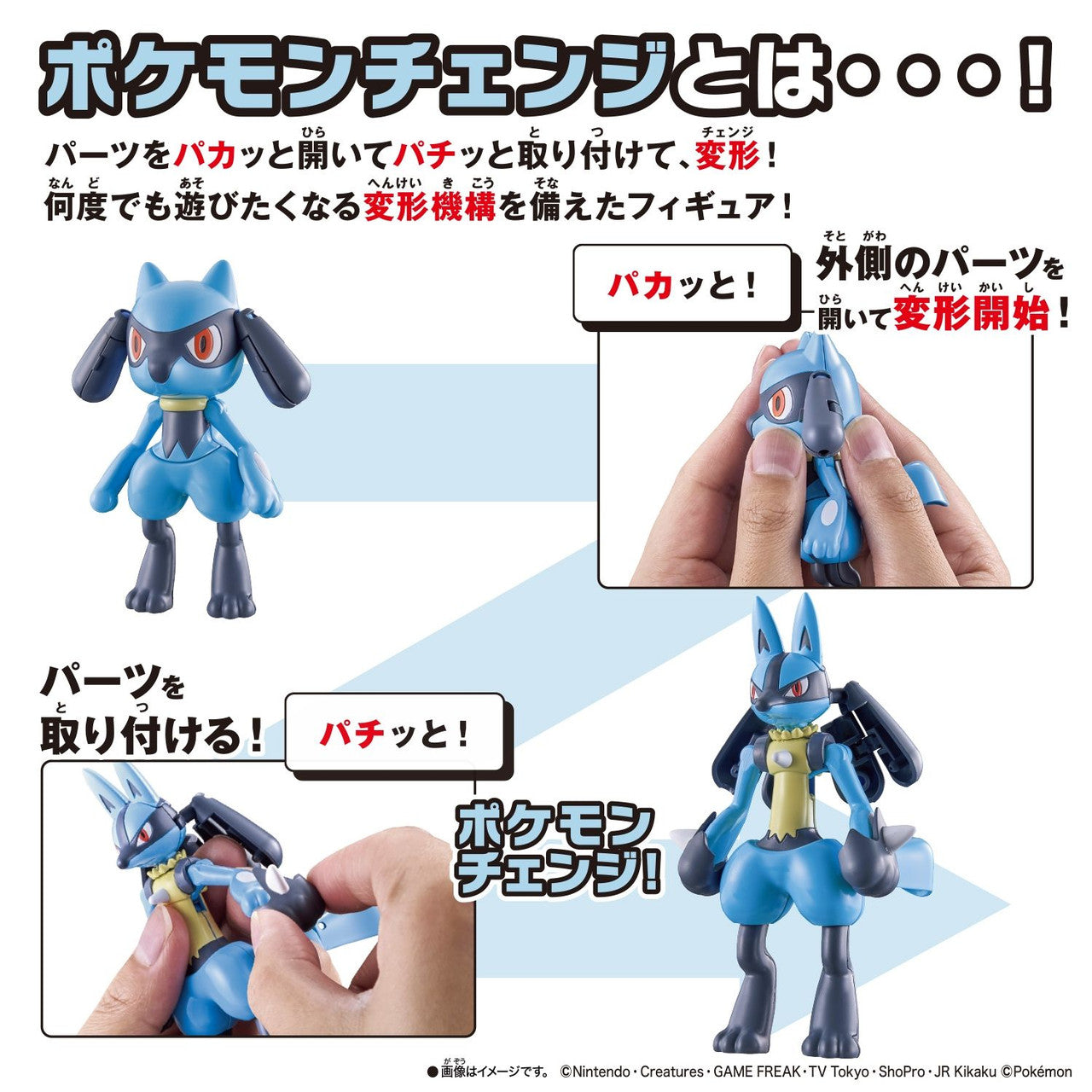Bandai Pokemon Center Original Pokemon Change Riolu / Lucario Figurine