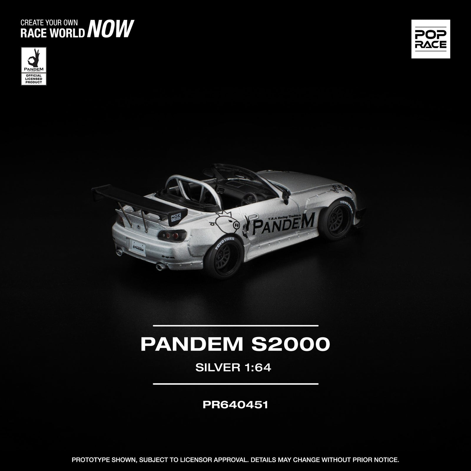 (Pre-order) POPRACE 1/64 PANDEM S2000 SILVER #PR640451 Diecast Model Car