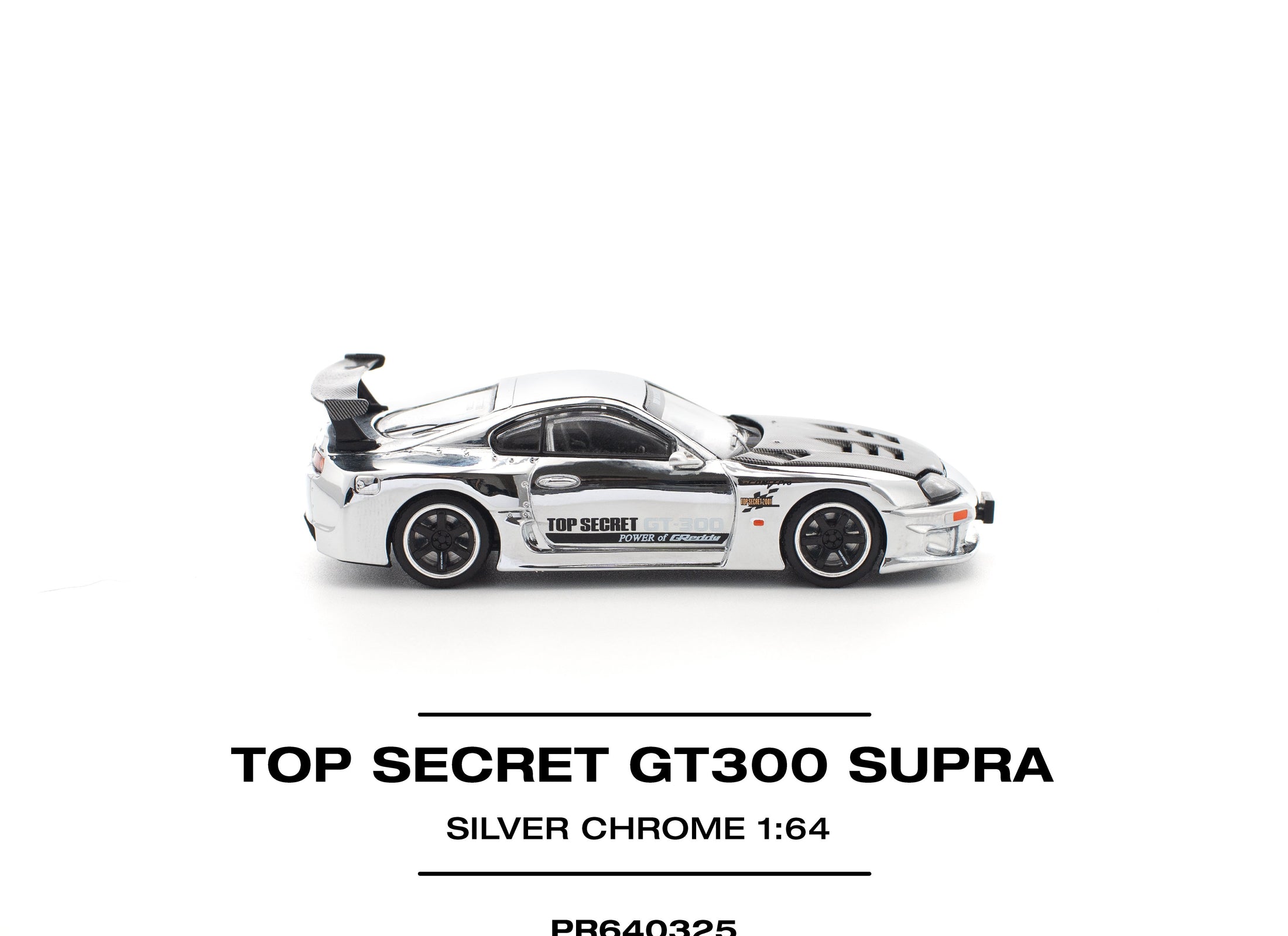 POPRACE 1/64 TOP SECRET GT300 SUPRA - SILVER CHROME Model Car