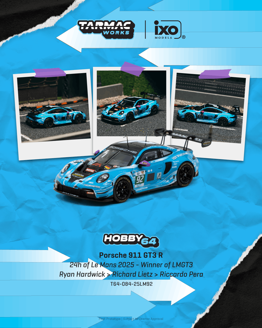(Pre-order) Tarmac Works 1/64 Porsche 911 GT3 R 24h of Le Mans 2025 Diecast