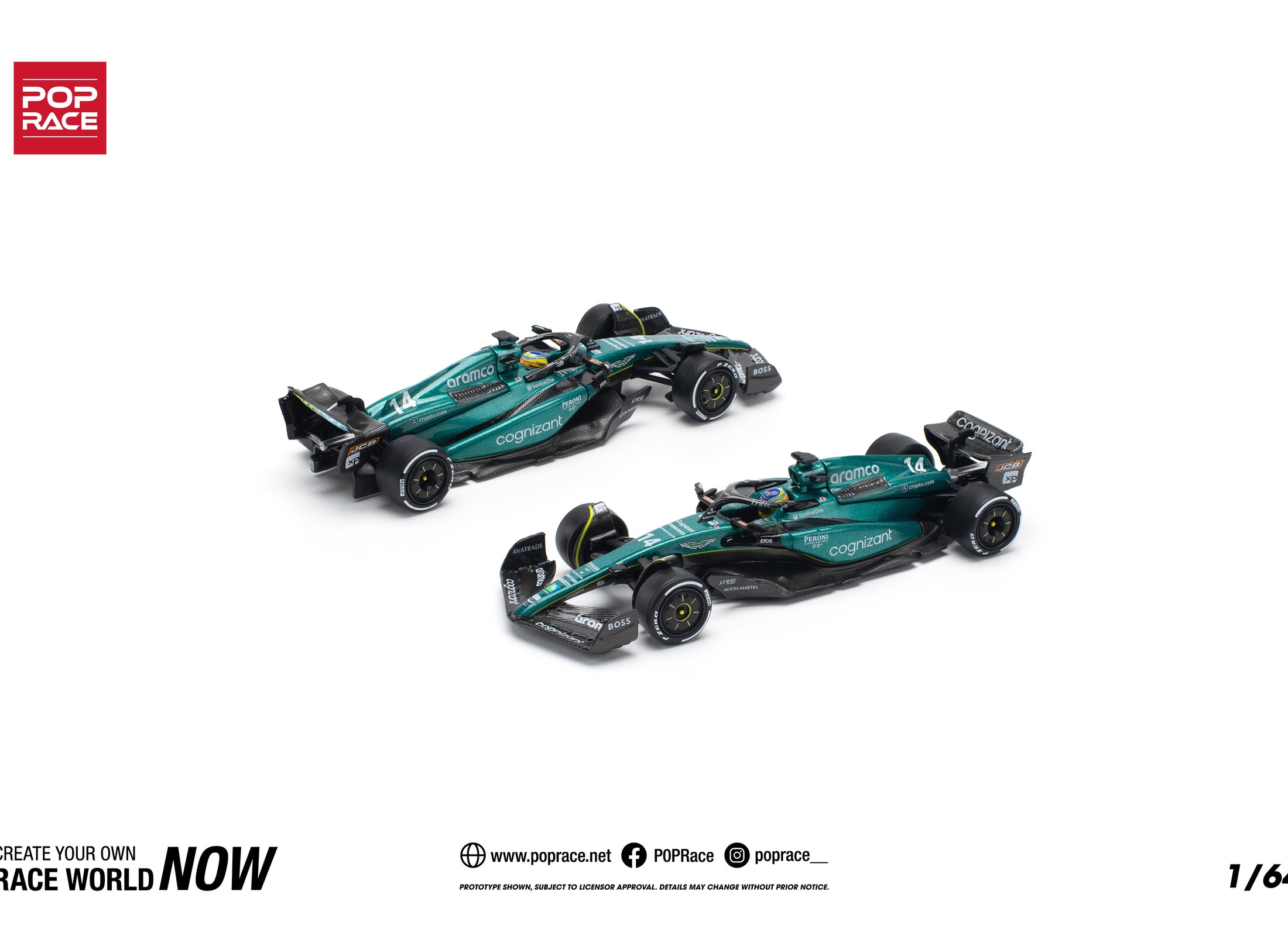 (Pre-order) POPRACE 1/64 ASTON MARTIN AMR23 F1 #14 F. ALONSO Model Car