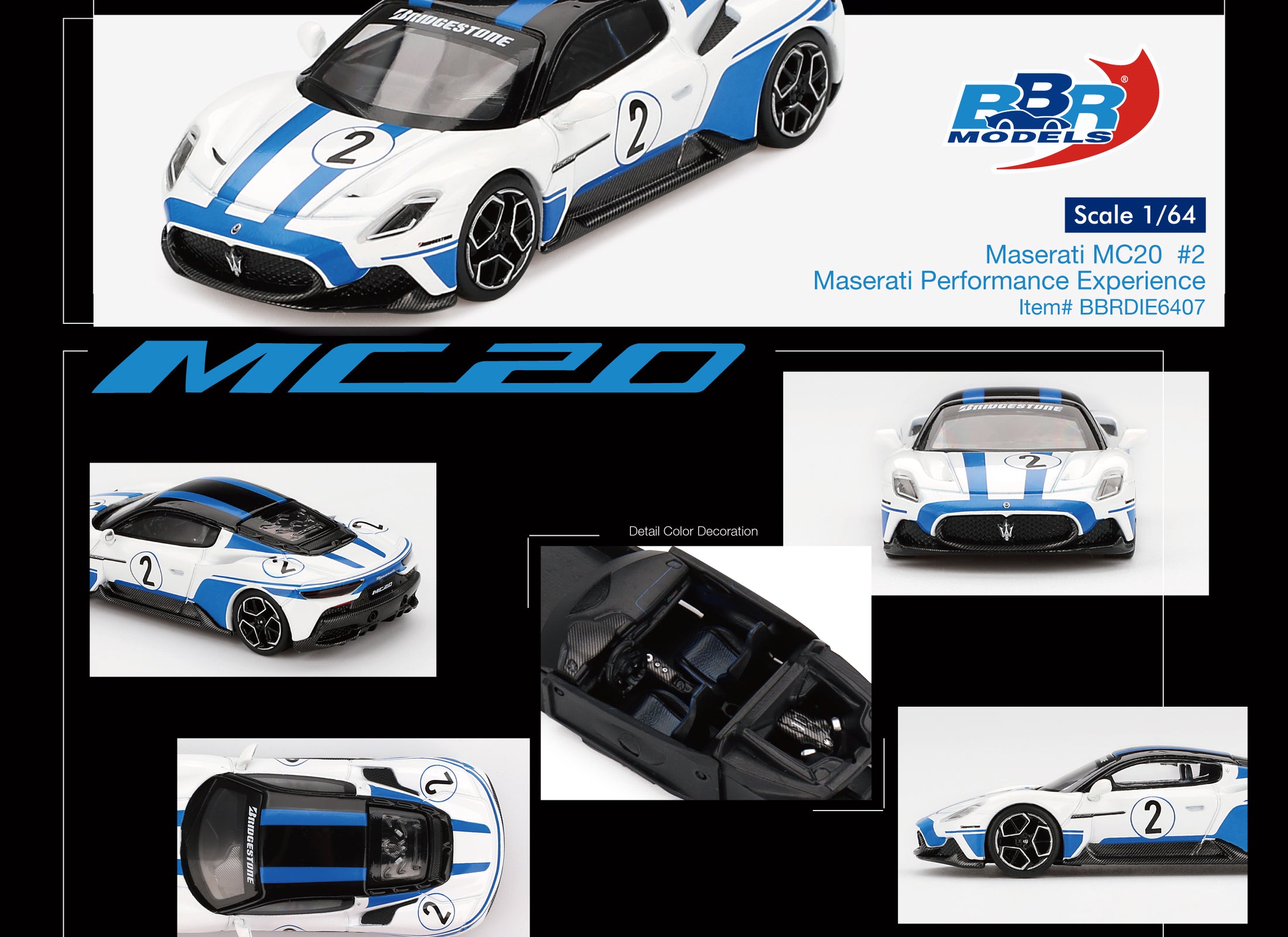 BBR 1:64 Maserati MC20 #2 Maserati Performance Experience Model Car