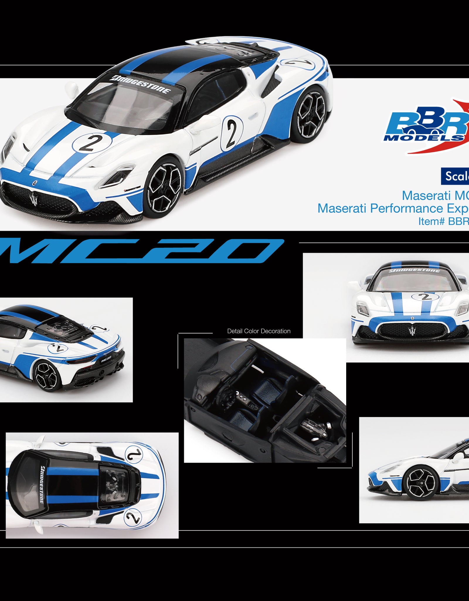 BBR 1:64 Maserati MC20 #2 Maserati Performance Experience Model Car