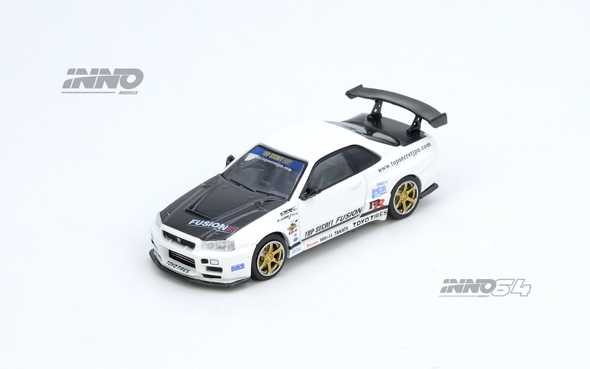 INNO64 1/64 TOP SECRET R34 GT-R White Diecast Model Car