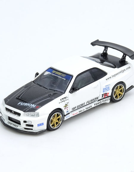 INNO64 1/64 TOP SECRET R34 GT-R White Diecast Model Car