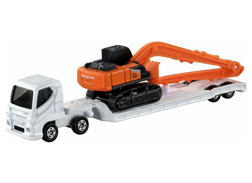 Load image into Gallery viewer, Takara Tomy Tomica No.143 Hitachi Long Front Excavator ZX210-7 SLF &amp; Transporter
