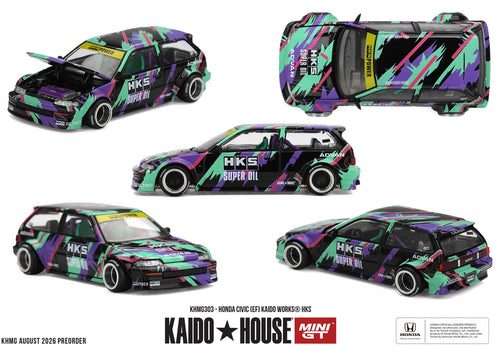Load image into Gallery viewer, (Pre-order) Mini GT x Kaido House #303 Honda Civic (EF) Kaido Works HKS 1987
