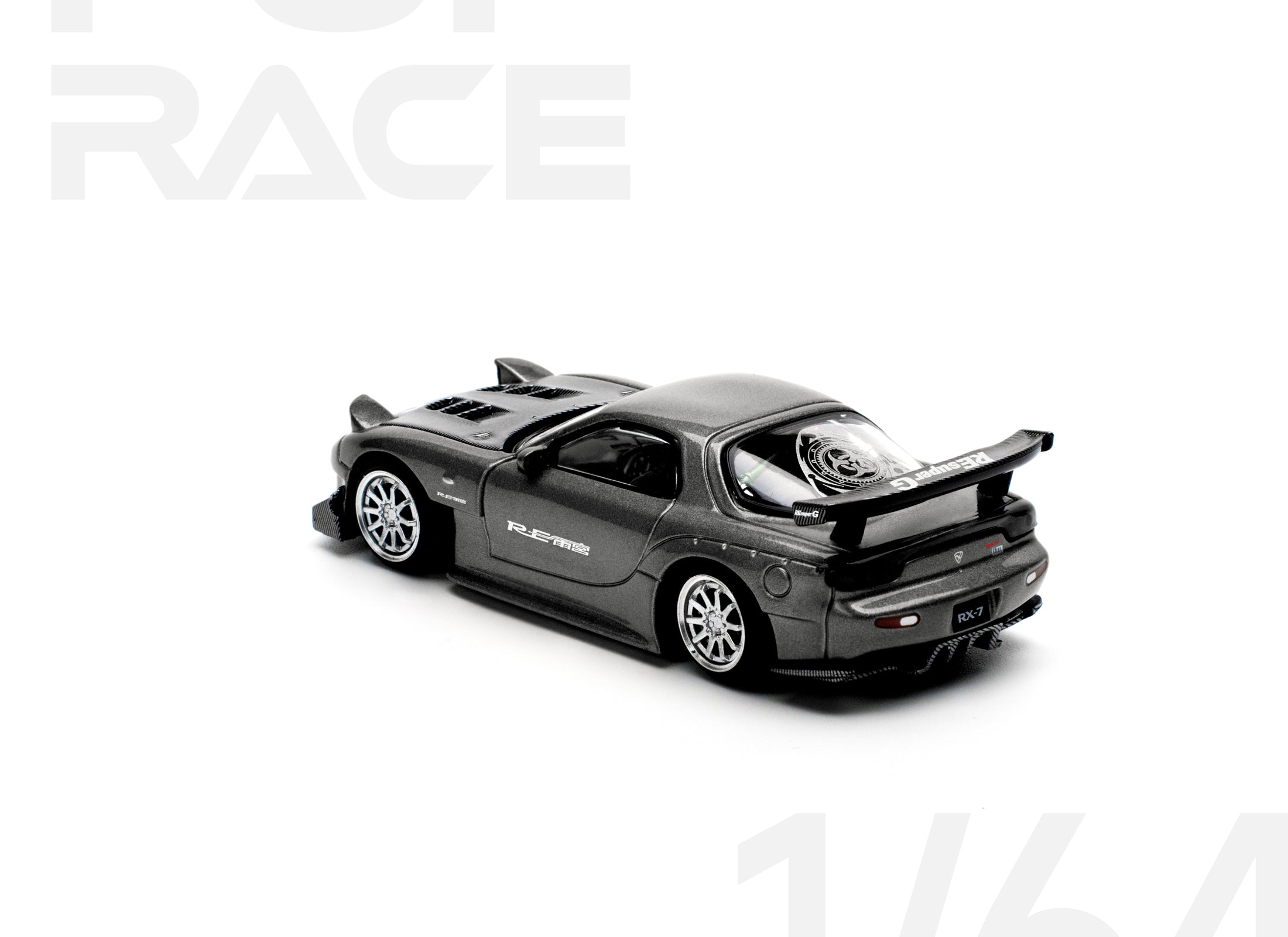 POPRACE 1/64 MAZDA RX7 RE-AMEMIYA - GUN METAL Model Car