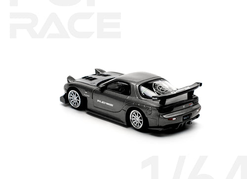 Load image into Gallery viewer, POPRACE 1/64 MAZDA RX7 RE-AMEMIYA - GUN METAL Model Car
