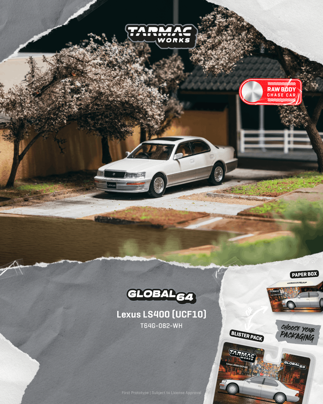 (Pre-order) Tarmac Works 1/64 Lexus LS400 (UCF10) Pearl White Diecast Model Car